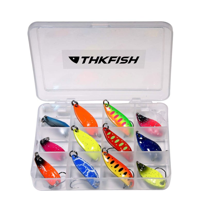 THKFISH Spoon Fishing Lures for Trout Spoons Hard Baits Single Hook Trout Lures Metal Fishing Lures for Char Perch 12Pcs - Image 2